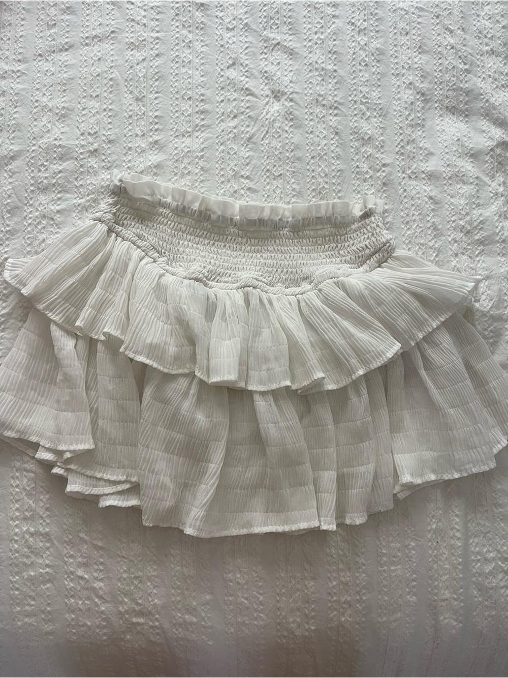 Tiered Ruffle Mini Skirt - Cream